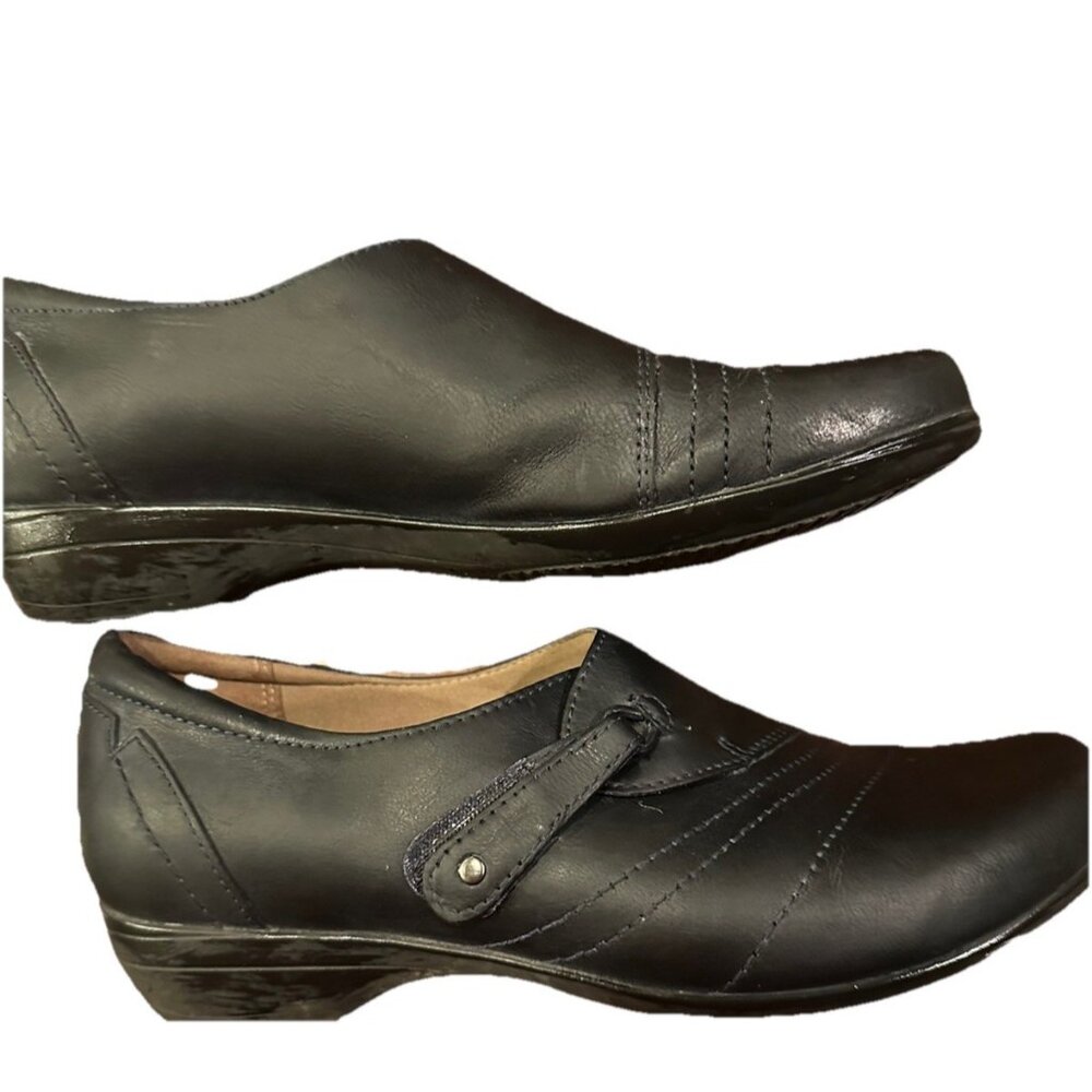 Dansko Slip-On Size 39 Comfort Clogs Buckles Leather Black Nurse Work